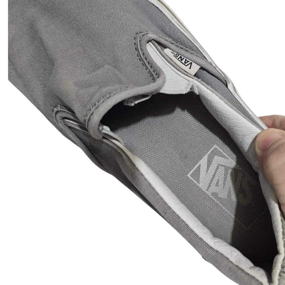 Vans Classic Slip-On Gray Canvas Skate Shoes Mens 7.5 Womens 9.0 Low Top Sneaker